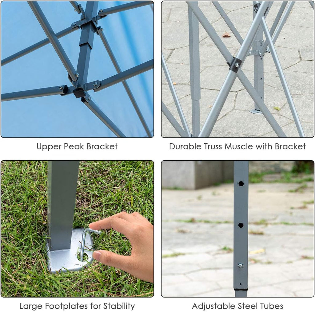 Tangkula 10' X20' Carport Tent Pop Up, Commercial Instant Canopy with Tent Peg, Waterproof Wedding Canopy with Wind Rope, Outdoor Shelter Pavilion for Parties Camping, Gazebo with Carry Bag