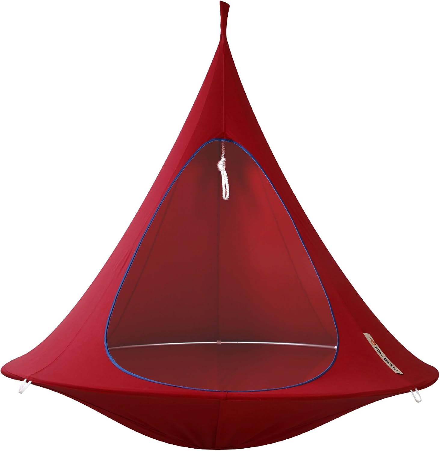 Vivere Double Cacoon Hanging Chair Indoor/Outdoor Polyester Canvas Hammock, Red