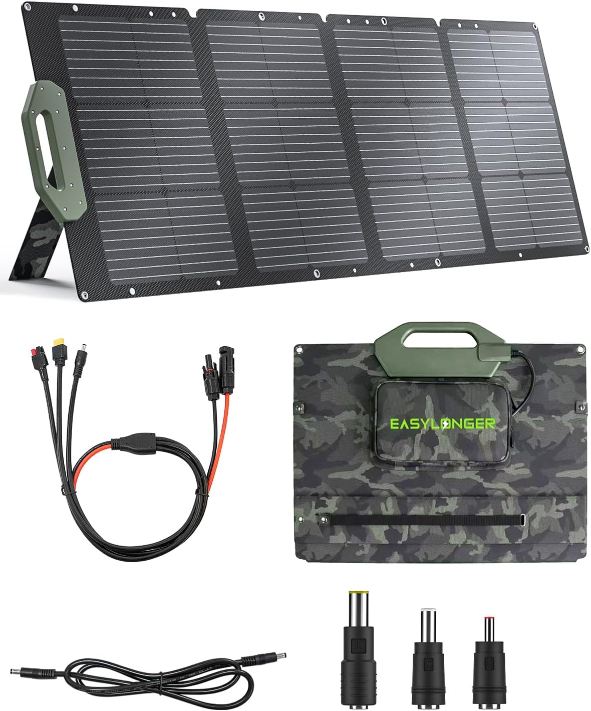EASYLONGER 110W Foldable Solar Panel ESP110, Portable Solar Charger for CPAP Battery ES960, ES720, ES400 AIR, Power Station, Camping, Fishing, Outdoor, RV and Blackouts