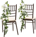 Ling's Moment 10pcs Wedding Chair Decorations Aisle Floral Swag Artificial Pew Flowers Hanging Garland Lily White & Olive For Ceremony Reception Church Rose Floral Faux Arrangement Party Outdoor Decor