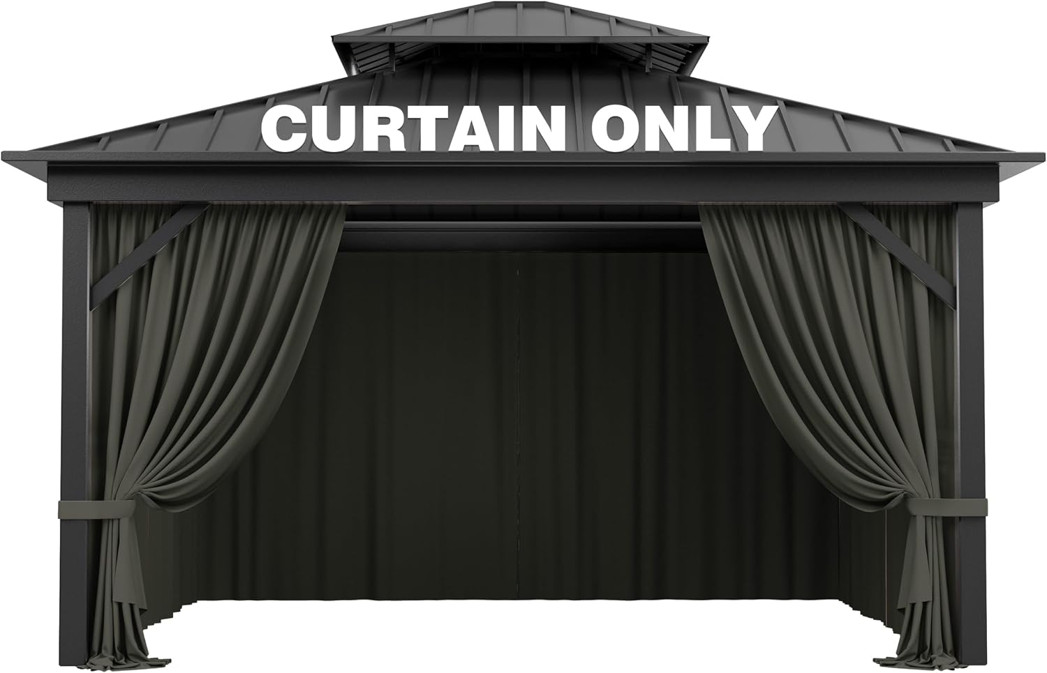 Outdoor Gazebo Curtain Replacement Universal 4-Panel Sidewalls 10' X 12',Outdoor Patio Waterproof Privacy Curtain with Double Zipper for Patio,Garden, and Backyard (Curtain Only)
