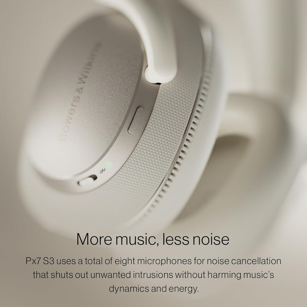 Bowers & Wilkins Px7 S3 Over-Ear Headphones, High-Resolution Sound, Comfortable Fit, Bluetooth, Active Noise Cancelling & Transparency Mode, 30-Hour Playtime, Quick Charge Support, Frost Blue