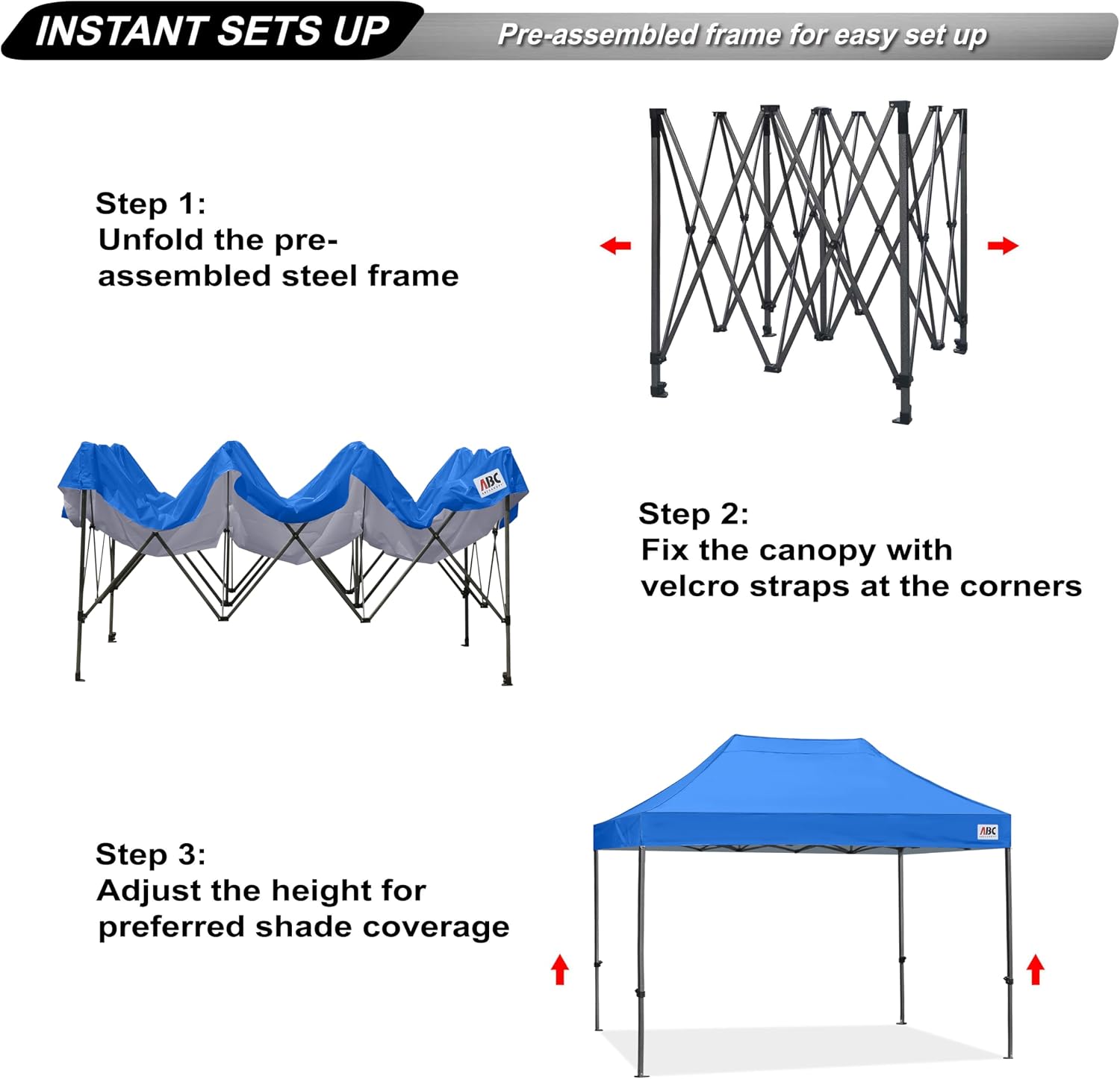 ABCCANOPY Patio Pop Up Canopy Tent 8x12 Commercial-Series (Blue)