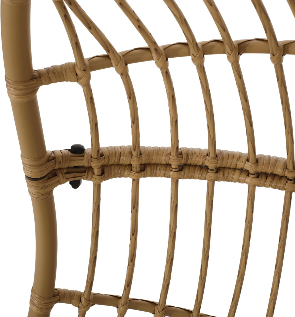 Christopher Knight Home Mariah Wicker Hanging Chair with Cushion, Outdoor Indoor Basket Chair, Boho Garden Lounger Porch Swing Furniture, Modern Patio Decor, Light Brown and Beige