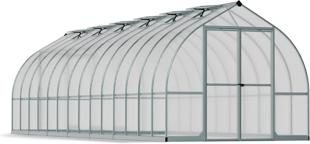 Palram - Canopia Bella Greenhouse Kit, 8x28, UV Protected, Wind & Weather Resistant, Polycarbonate Panels with Twin Glazing, Maintenance Free Outdoor Garden Walk-in Green Structure, 5 Year Warranty