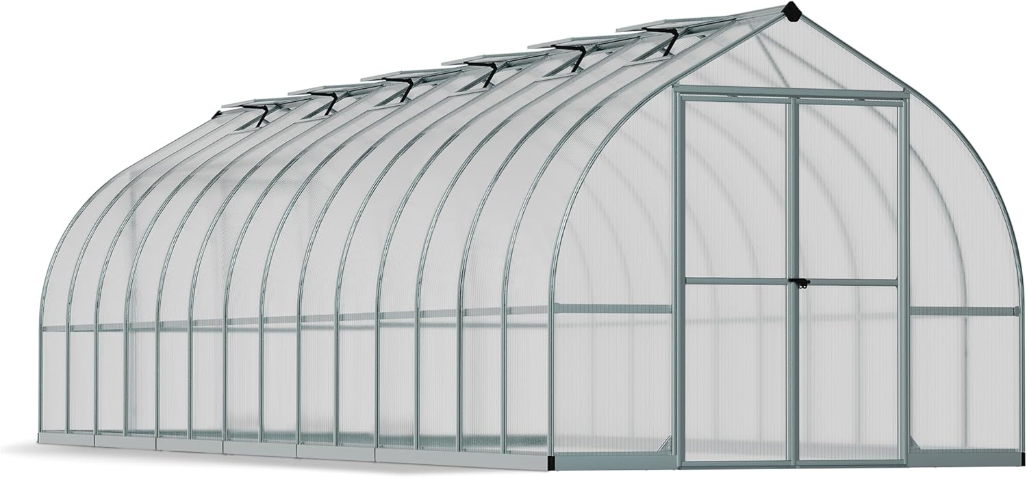 Palram - Canopia Bella Greenhouse Kit, 8x28, UV Protected, Wind & Weather Resistant, Polycarbonate Panels with Twin Glazing, Maintenance Free Outdoor Garden Walk-in Green Structure, 5 Year Warranty