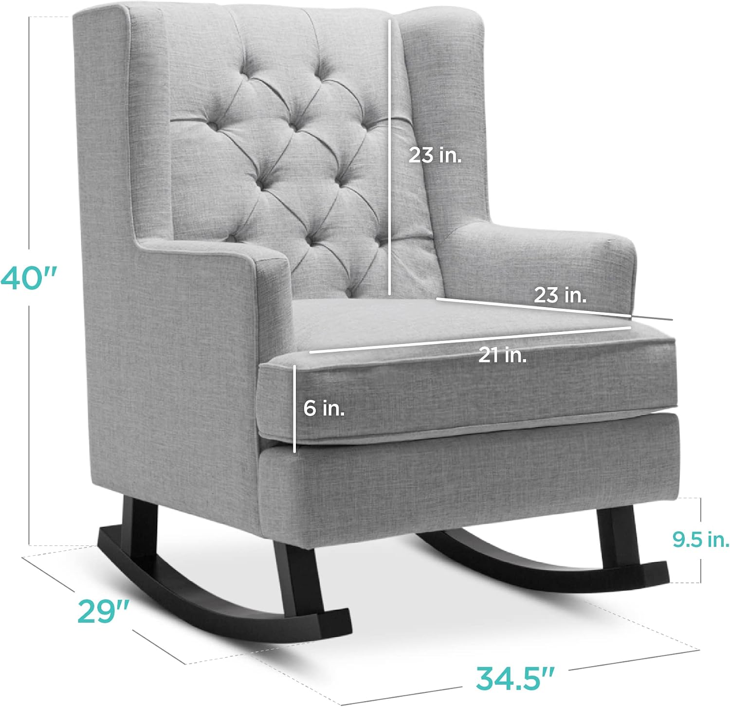 Best Choice Products Rocking Accent Chair, Tufted Upholstered Luxury Velvet Wingback for Nursery, Living Room, Bedroom w/Wood Frame - Gray