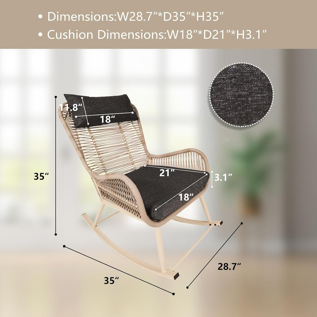 Rocking Chair, Indoor & Outdoor, Rocker Recliner Chair for Front Porch, Garden, Patio, Backyard (61611415)