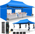 COBIZI 10x20 Pop Up Canopy Tent with Awning & Sidewalls, Heavy Duty Commercial 10X20 Canopy Tents Instant Waterproof, UPF 50+ Sun Shade for Outdoor, Parties, Markets (Blue)