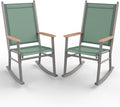Shintenchi 2 Pcs Outdoor Rocking Chairs Set,Upgraded High Back Patio Rocking Chairs Set,Breathable Textilene Fabric Rocking Chair for Porch,Patio,Garden,Balcony(Green)