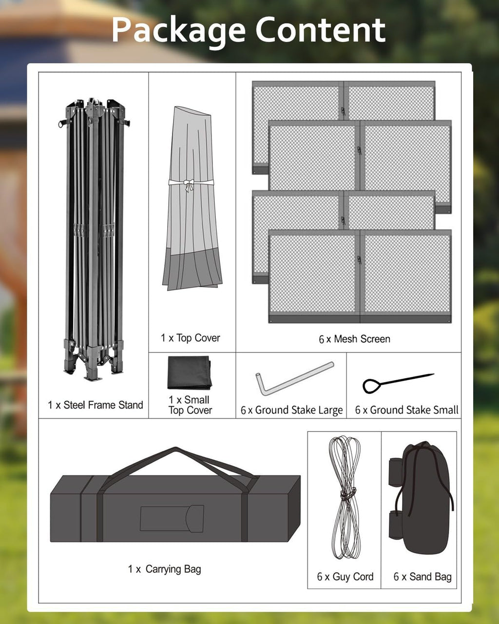 Pop Up Gazebo 13x13, Outside Canopy Tent-6 Side with Mosquito Netting, One Push Setup for Backyard Patio Garden Activities-Green