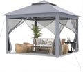 Tangkula 11x11 Ft Pop up Gazebo, 2-Tier Outdoor Patio Gazebo with Netting, Carry Bag, 121 Square Feet of Shade for Backyard, Deck, Poolside