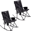 Portal Folding Rocking Camping Chair Outdoor - Thick Padded Rocking Recliner Chair Portable Camping Rocker for Patio Front Porch Backyard Lawn Living Room, Supports 400 LBS