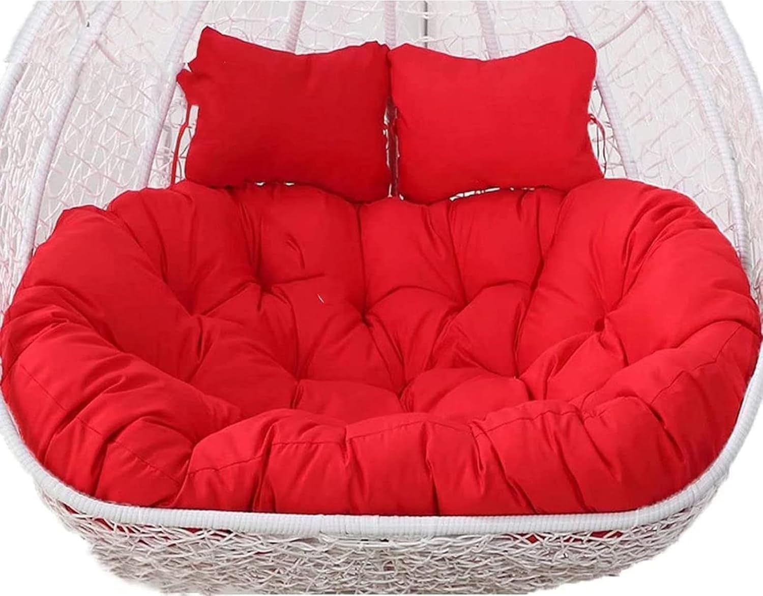 2 Person Egg Chair Cushion Replacement, Double Hanging Rattan Chair Cushion, Hanging Rocking Chair with 2 Adjustable Headrests, Hanging Mattress for Patio Garden Furniture(L)