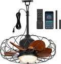 20' Waterproof Outdoor Ceiling Fan with Light for Patios Gazebo Fans Outdoor Hanging Black Caged Fandelier LED Light with Plug-in Cord for Pergola Porch Gazebo, Remote APP Control, 6 Speeds