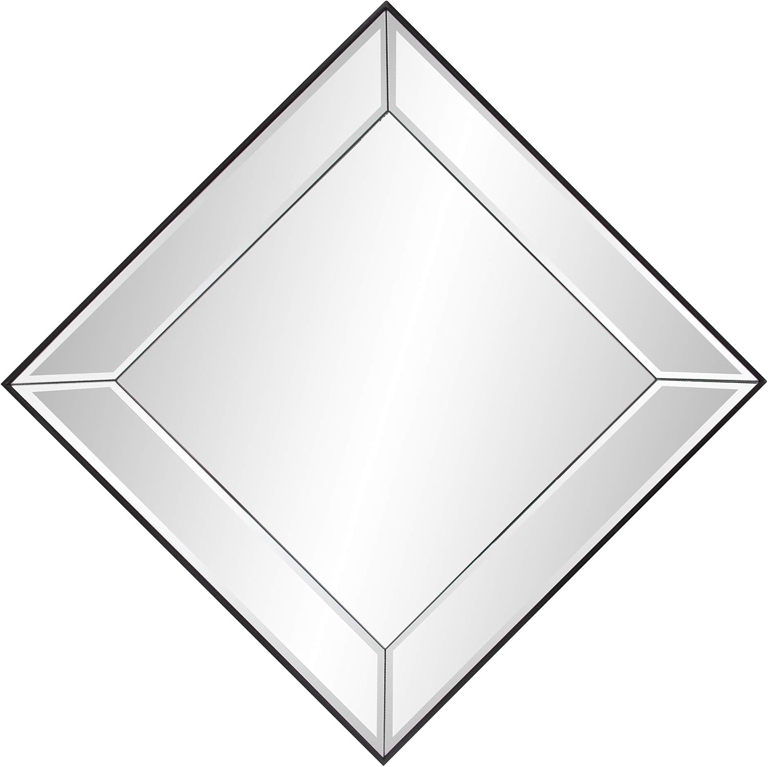Howard Elliott Collection Vogue Inward Rectangular Hanging Wall Mirror, Large Silver Decorative Wall Mounted Vanity Mirror with Glass Frame for Bedroom, Living Room & Entryway, 30 x 30 Inch