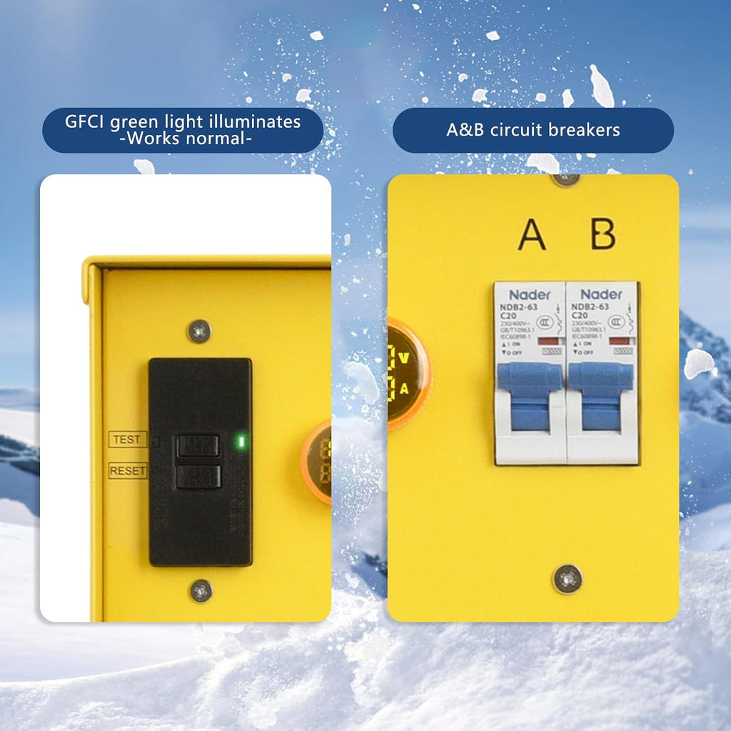 30-Amp Portable Power Center, Split 240VAC Input into 2 Separate 120VAC Output, A&B Zone Independent Control with 2 Mini Voltmeter and Ammeter