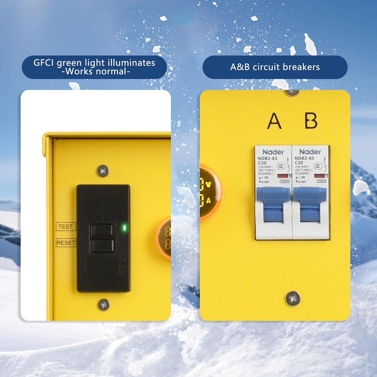 30-Amp Portable Power Center, Split 240VAC Input into 2 Separate 120VAC Output, A&B Zone Independent Control with 2 Mini Voltmeter and Ammeter