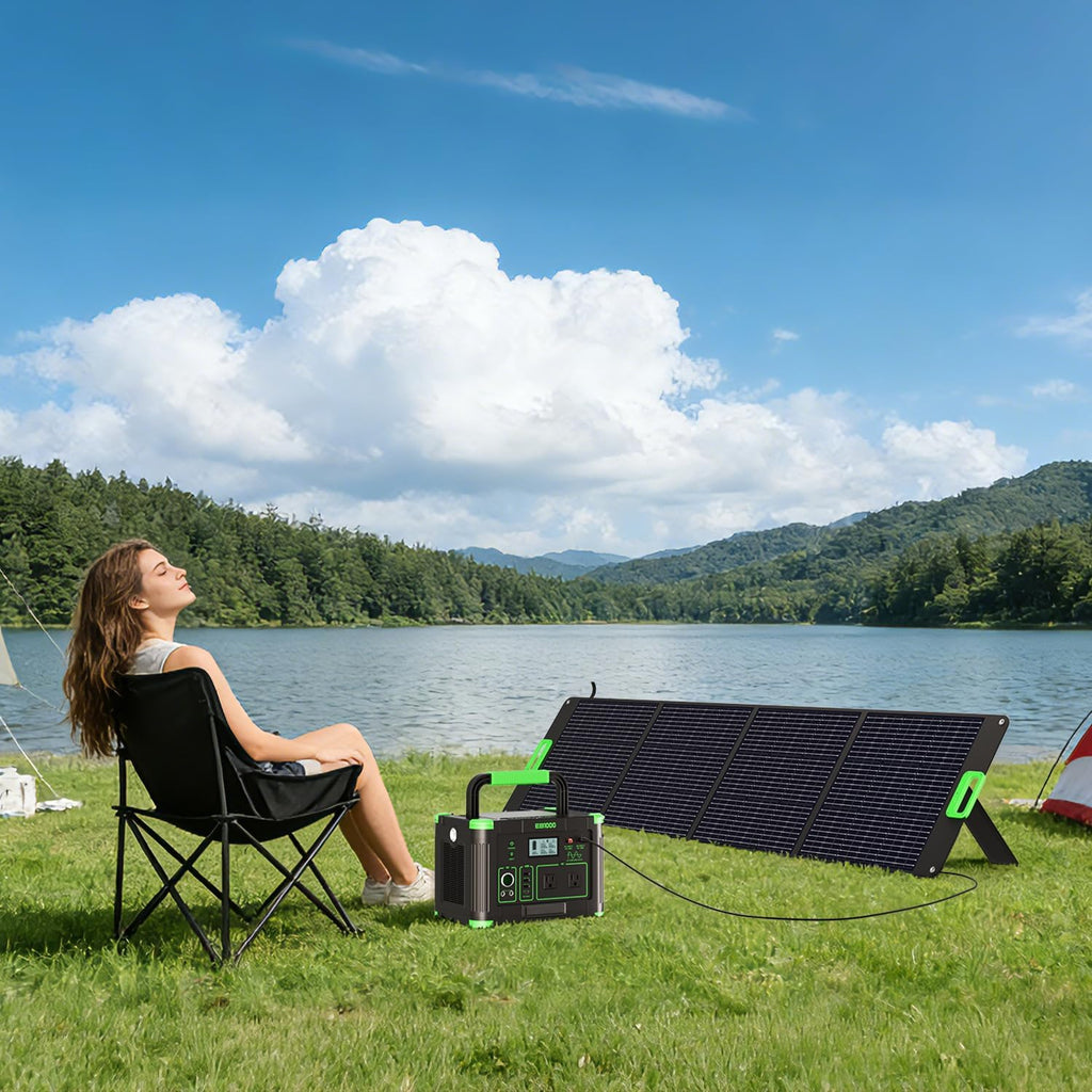 200W Portable Solar Panel, 23.5% High Efficiency ETFE Foldable Solar Charger for Power Station, IP65 Waterproof w/ 4 Kickstands, MC4 XT60 Anderson DC 4-in-1 Output for RV Camping Outdoor Emergency