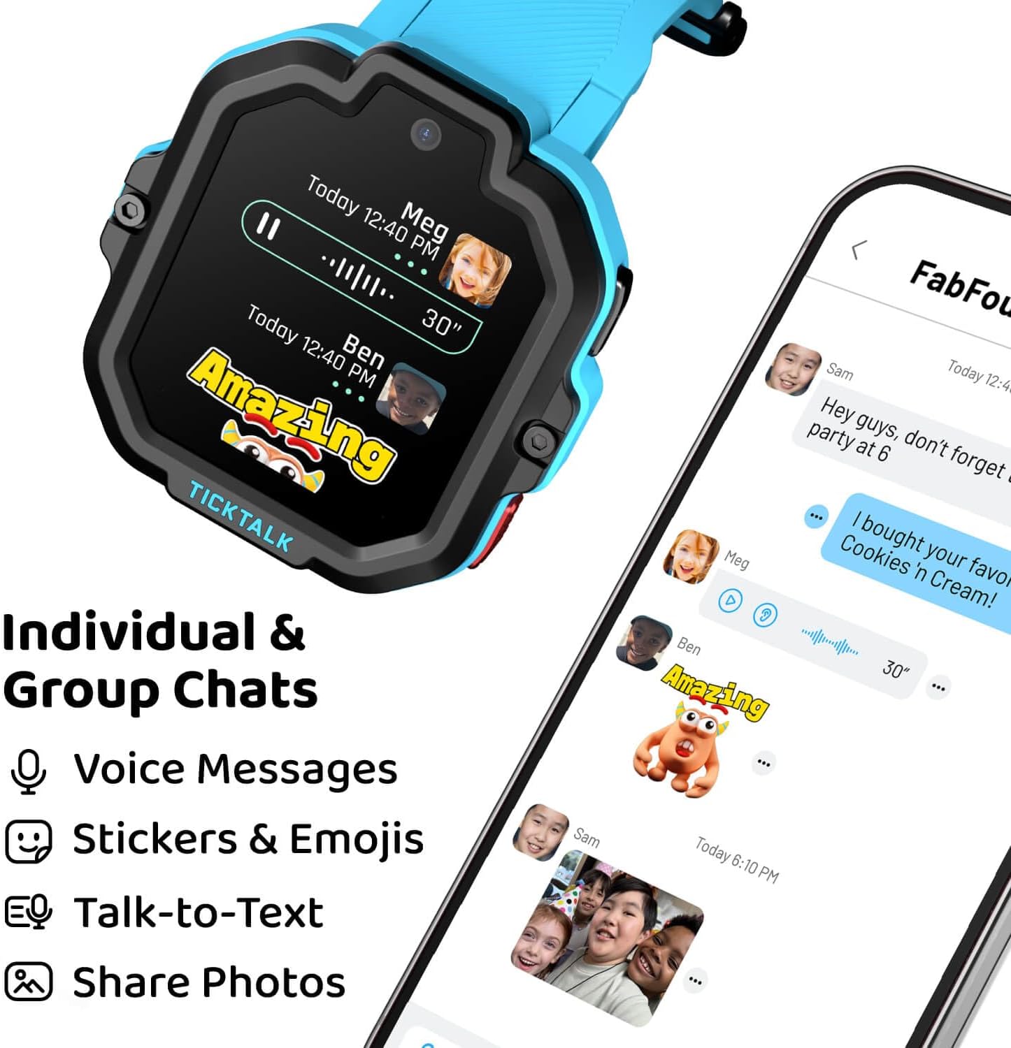 TickTalk5 Smart Watch for Kids with GPS Tracker, Video Calling, Texting, and Parental App, 4G Smartwatch with Free Music, Phone Calls, and Reminders for Kids Ages 3-12