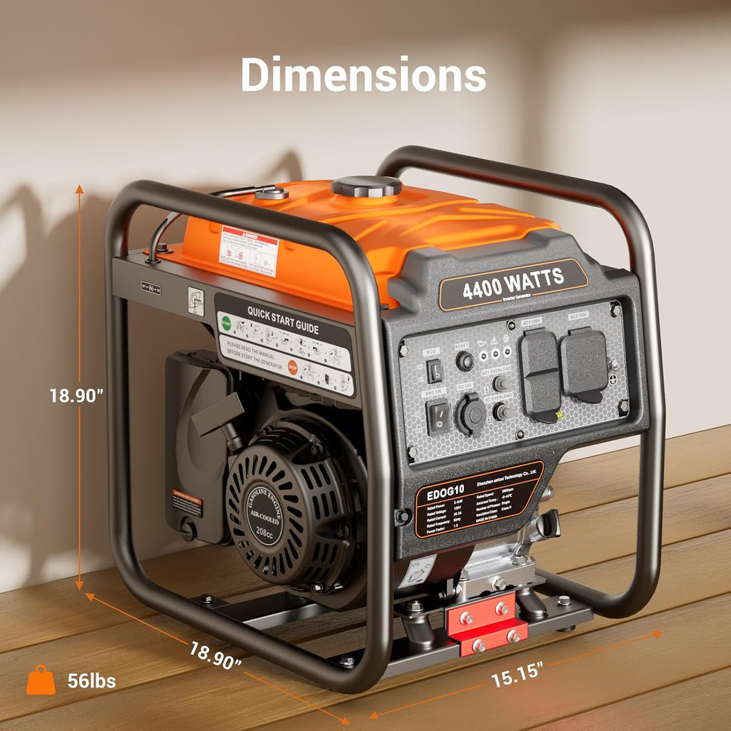 Efurden 4400-Watts Portable Inverter Generator, Open Frame Generator Gas Powered, RV Ready, Emergency Home Backup, with ECO Mode