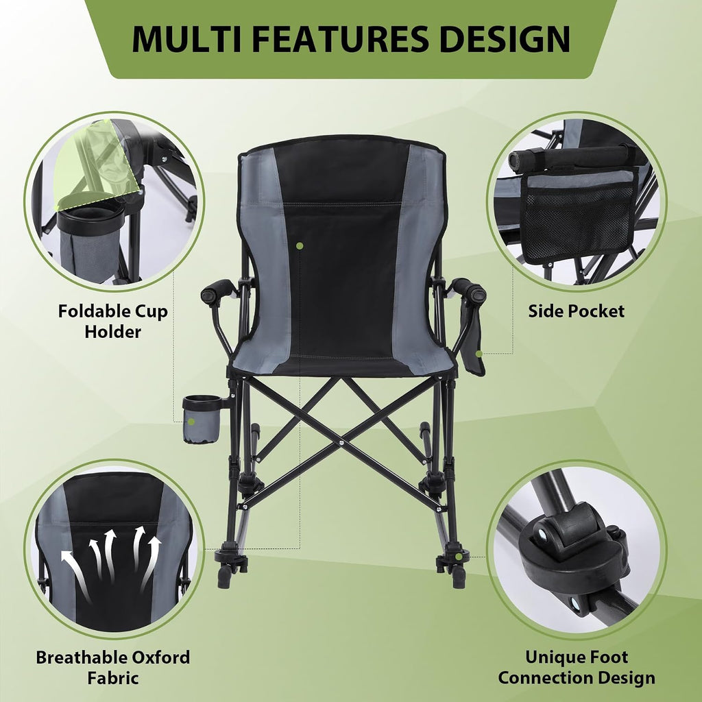 REDCAMP Oversized Folding Camping Chair for Adults Heavy Duty 250/300/330lb, Sturdy Steel Frame Outdoor Camp Chairs Portable Lawn Chair with High Back and Cup Holder