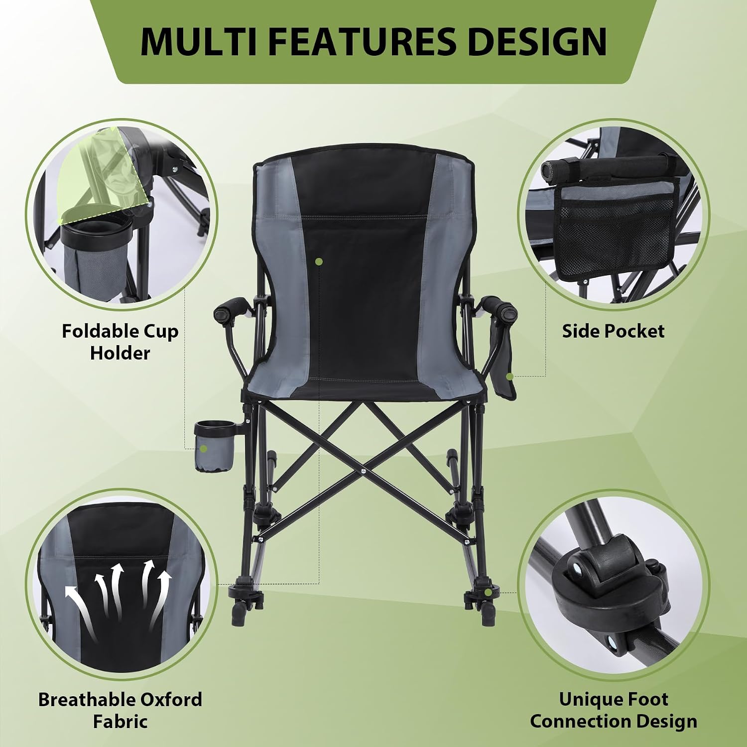 REDCAMP Oversized Folding Camping Chair for Adults Heavy Duty 250/300/330lb, Sturdy Steel Frame Outdoor Camp Chairs Portable Lawn Chair with High Back and Cup Holder