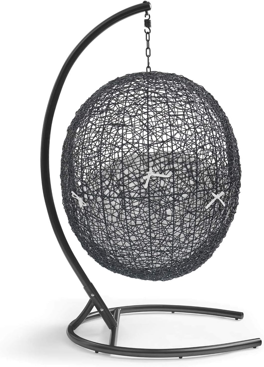 Modway Encase Wicker Rattan Outdoor Patio Porch Lounge Egg Swing Chair with Stand in White