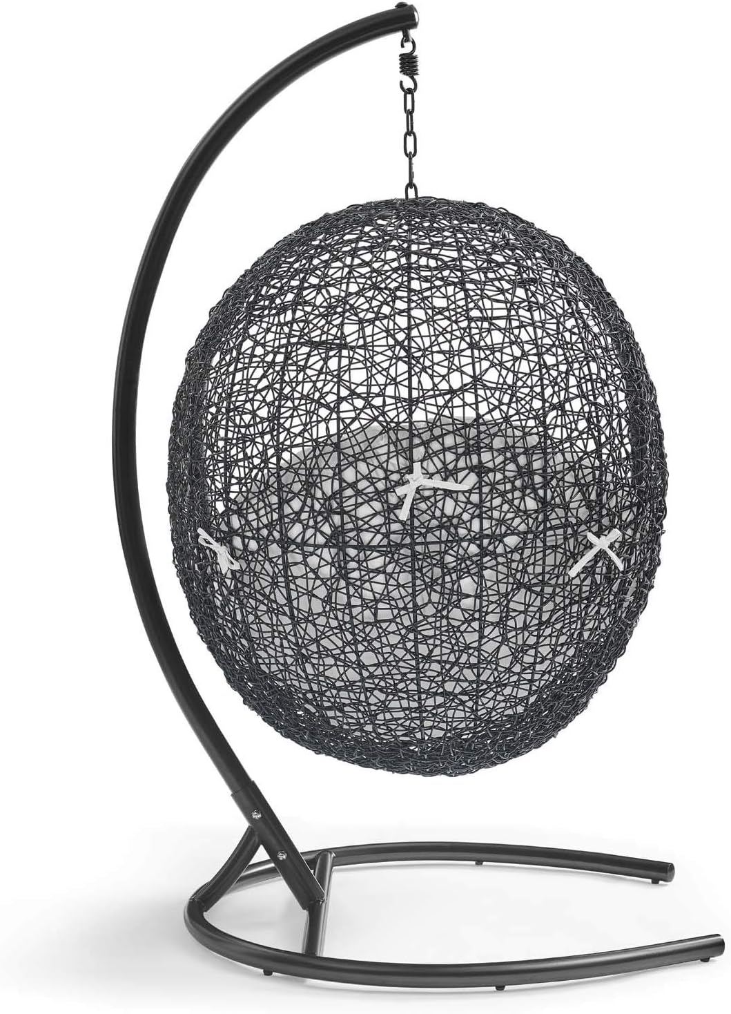 Modway Encase Wicker Rattan Outdoor Patio Porch Lounge Egg Swing Chair with Stand in White
