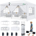 Acepic 10x20 Pop Up Canopy Tent with 6 Removable Sidewalls, 2 Central Lock Easy Set-up Outdoor Party Tent, Commercial Grade Waterproof Party Gazebo with Church Windows, White