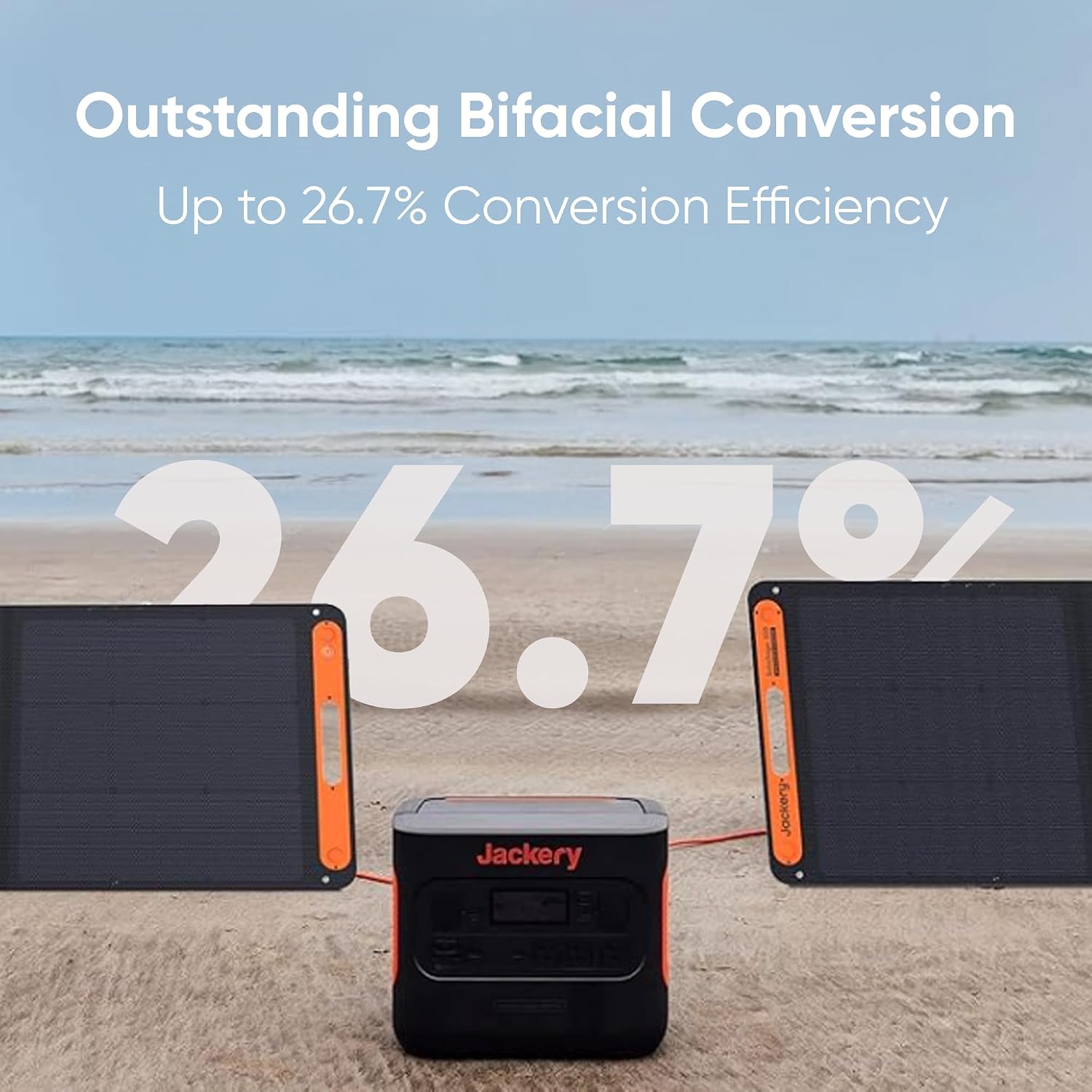 Jackery SolarSaga 200W Portable Solar Panel,IP68 Foldable Bifacial Solar Panels,Compatible with Jackery Explorer Power Station and Solar Generator,for Rooftops Outdoor Camping Off-Grid (Renewed)