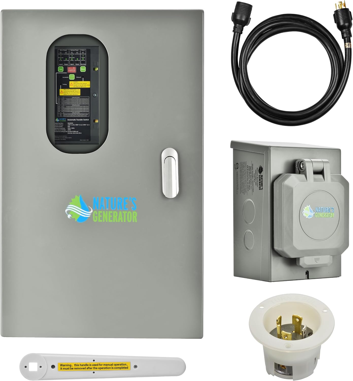 Natures Generator 3840Wh Solar Generator+ 30A Automatic Transfer Switch, Lithium Batteries, 6000W Power Station for Home Backup, RVs, Emergencies, Power Outages, and Outdoor Camping