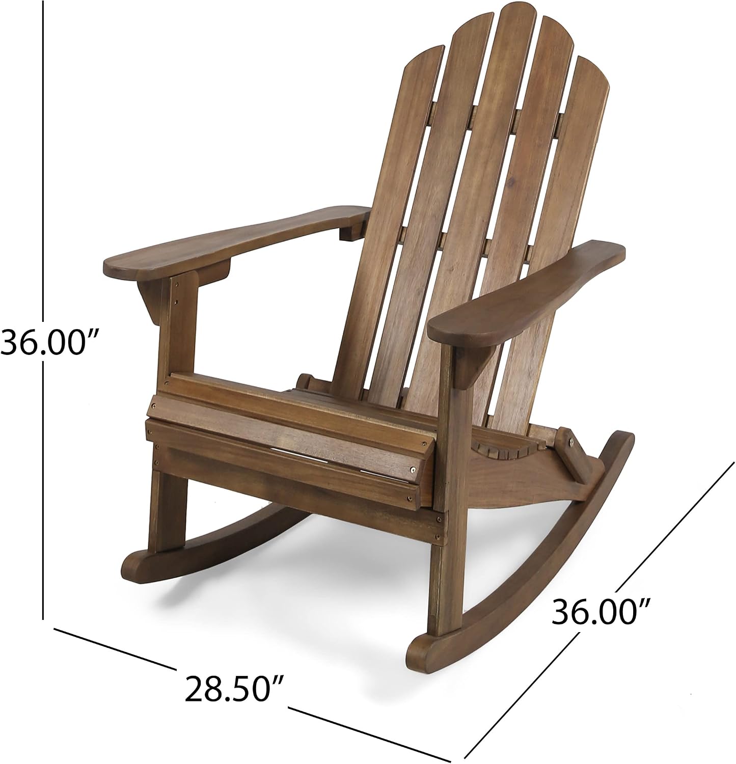 Christopher Knight Home Cara Outdoor Adirondack Acacia Wood Rocking Chair, Dark Brown Finish