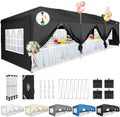 COBIZI 10x30 Canopy Party Tent with 8 Walls 10x30 Pop Up Canopy for Parties Waterproof UPF 50+ Outdoor Commercial Event Tent for Party Backyard Gazebo Canopy with Sidewalls & Sandbags(Black)