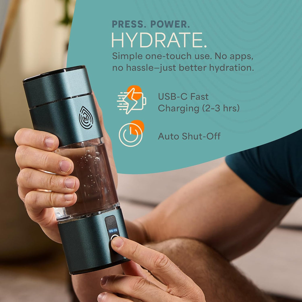 Lifepro Hydrogen Water Bottle Generator with SPE/PEM Technology – HydroLife Peak Portable Hydrogen-Boosting Water Machine Upto 8000ppb with OLED Display & USB-C Charging – 9.5oz, Polycarbonate Body