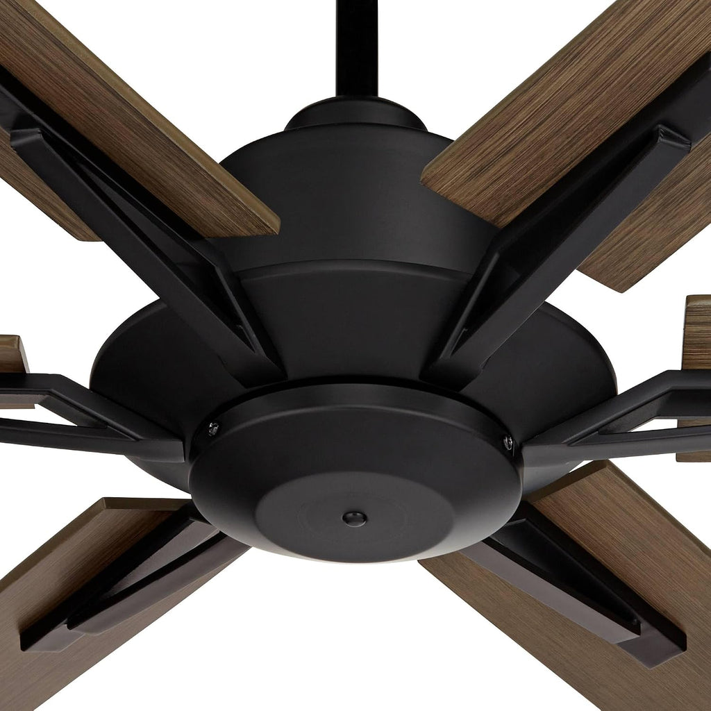 Casa Vieja 72' Expedition Industrial Rustic Indoor Outdoor Ceiling Fan with LED Light Remote Control Matte Black Weathered Oak Damp Rated for Patio Exterior House Porch Gazebo Garage Barn