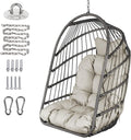 Chihee Egg Chair Foldable Wicker Rattan Hanging Swing Chair Indoor Outdoor Patio Wicker Chair Hammock Chairs with Stainless Steel Hanging Kit Chain Link UV Resistant Cushion Bedroom Balcony