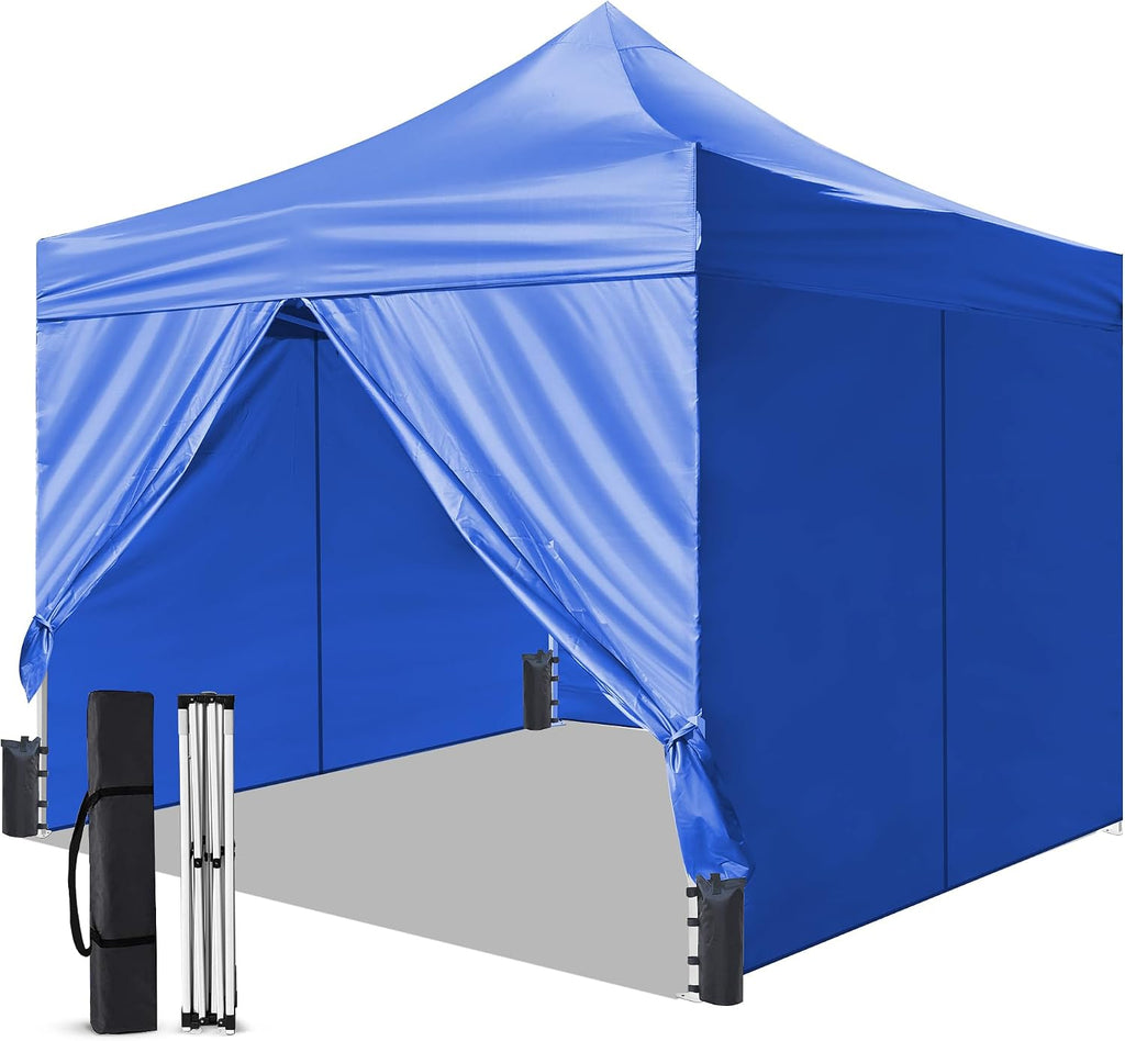 Pop Up Canopy Tent Instant Shelter, Portable Outdoor Sun Shade (Light Blue, 10x10 with Sidewalls)