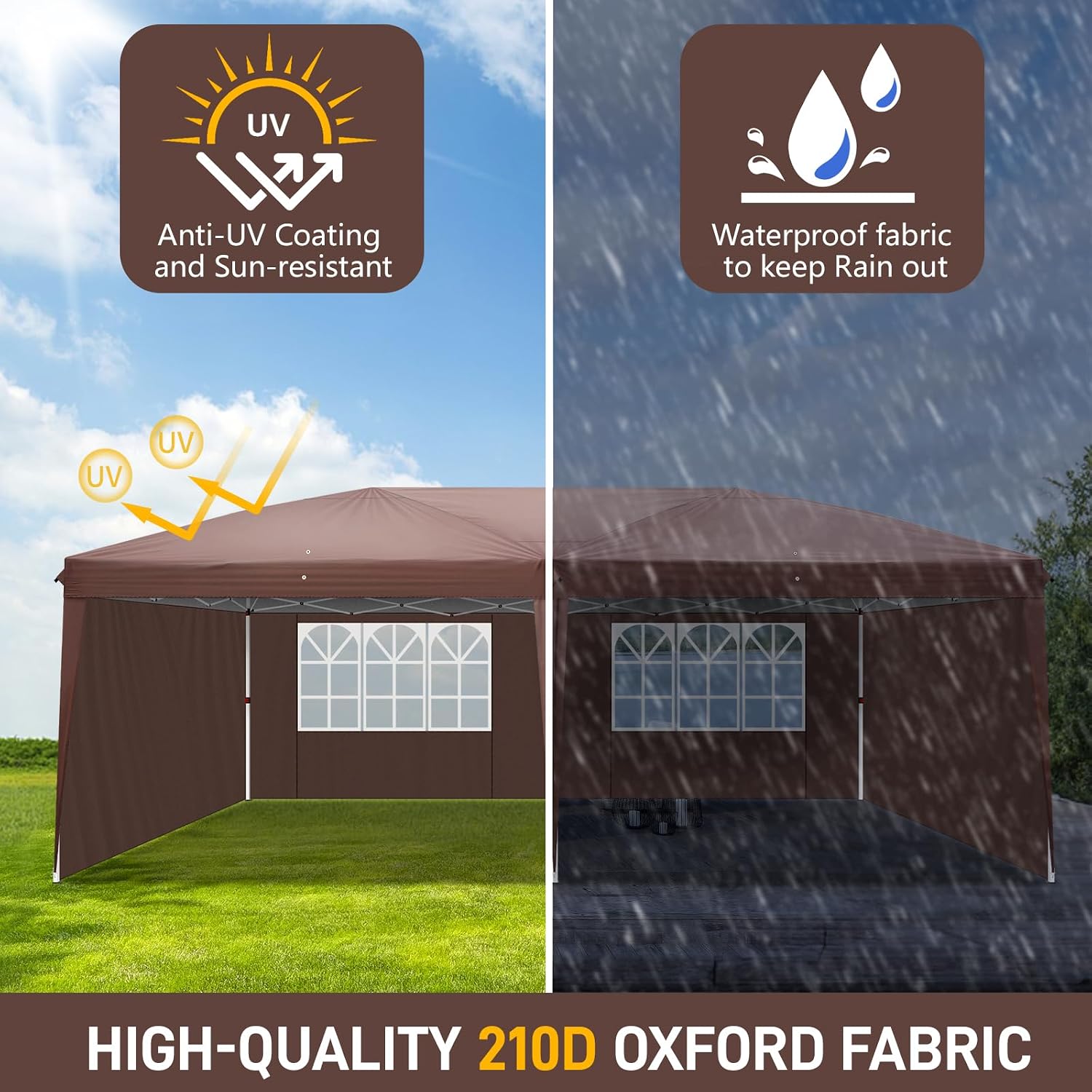 Outvita 10x20ft Ez Pop Up Canopy, Portable Instant Canopy Tent with 4 SideWalls for Outdoor Events, Party, Wedding, Birthday,Graduation