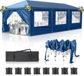 Outvita 10x30ft Ez Pop Up Canopy, Portable Instant Canopy Tent with 8 SideWalls for Outdoor Events, Party, Wedding, Birthday,Graduation Blue