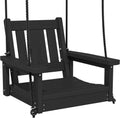 SERWALL HDPE Single Porch Swing, Heavy Duty Single Person Swing Chair with 2 Polypropylene Hanging Ropes, Adirondack Hanging Chair for Outdoor Front Porch Patio Garden Yard, Black