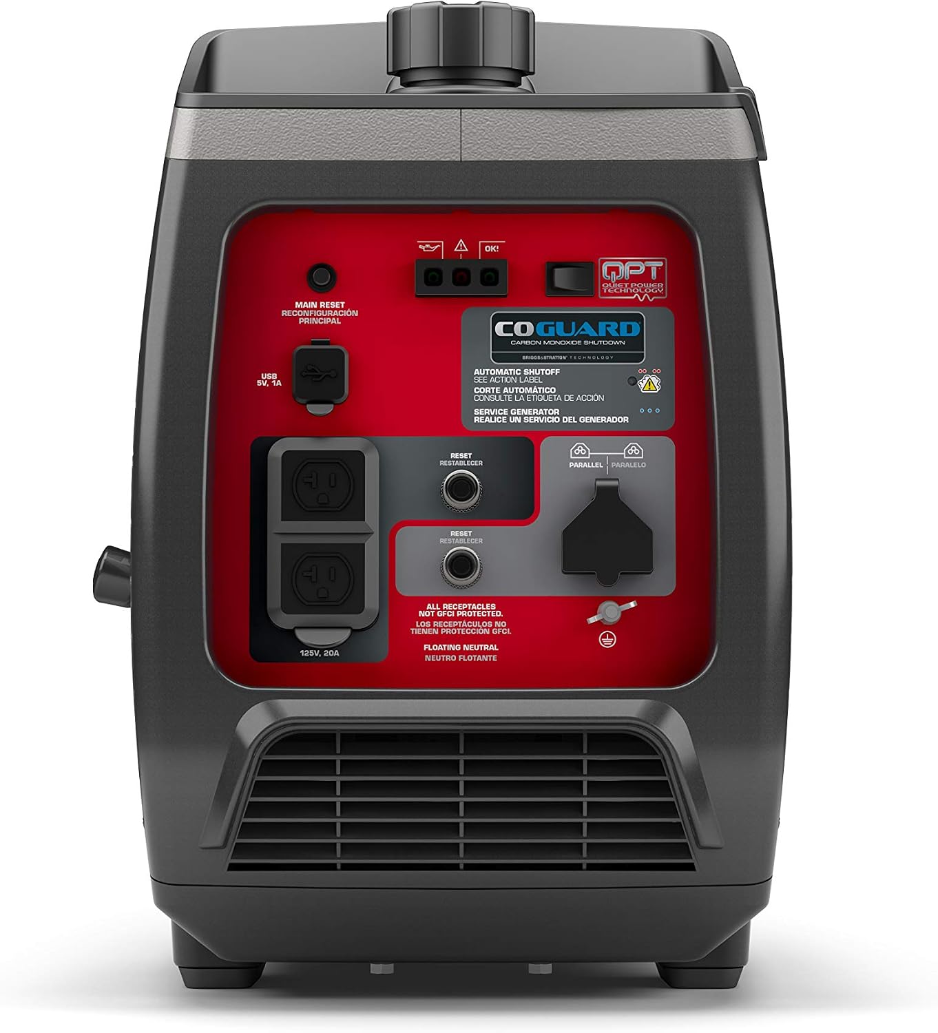 Briggs & Stratton P2400 PowerSmart Series Inverter Generator with Quiet Power Technology and CO Guard, 2400 Starting Watts 1800 Running Watts, Black (030758)