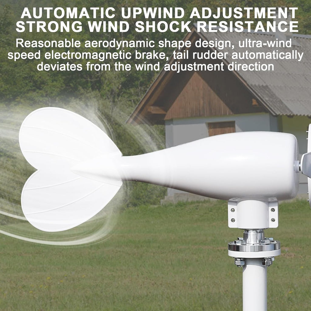 hatleues Wind Generators for Home Use 800W 24V Windmill Generator Kit with 6-Blade Wind Turbines Generator Kit, Electromagnetic Electricity Producer Equipment,Suit for RV, Home White