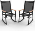 Shintenchi Outdoor Rocking Chairs Set of 2,Upgraded High Back Patio Rocking Chair Set,Breathable Textilene Fabric Outdoor Rocking Chair for Porch,Patio,Garden,Balcony,Black