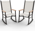 Shintenchi 2 Pcs Outdoor Rocking Chairs Set,Upgraded High Back Patio Rocking Chairs Set,Breathable Textilene Fabric Rocking Chair for Porch,Patio,Garden,Balcony,Creamy White