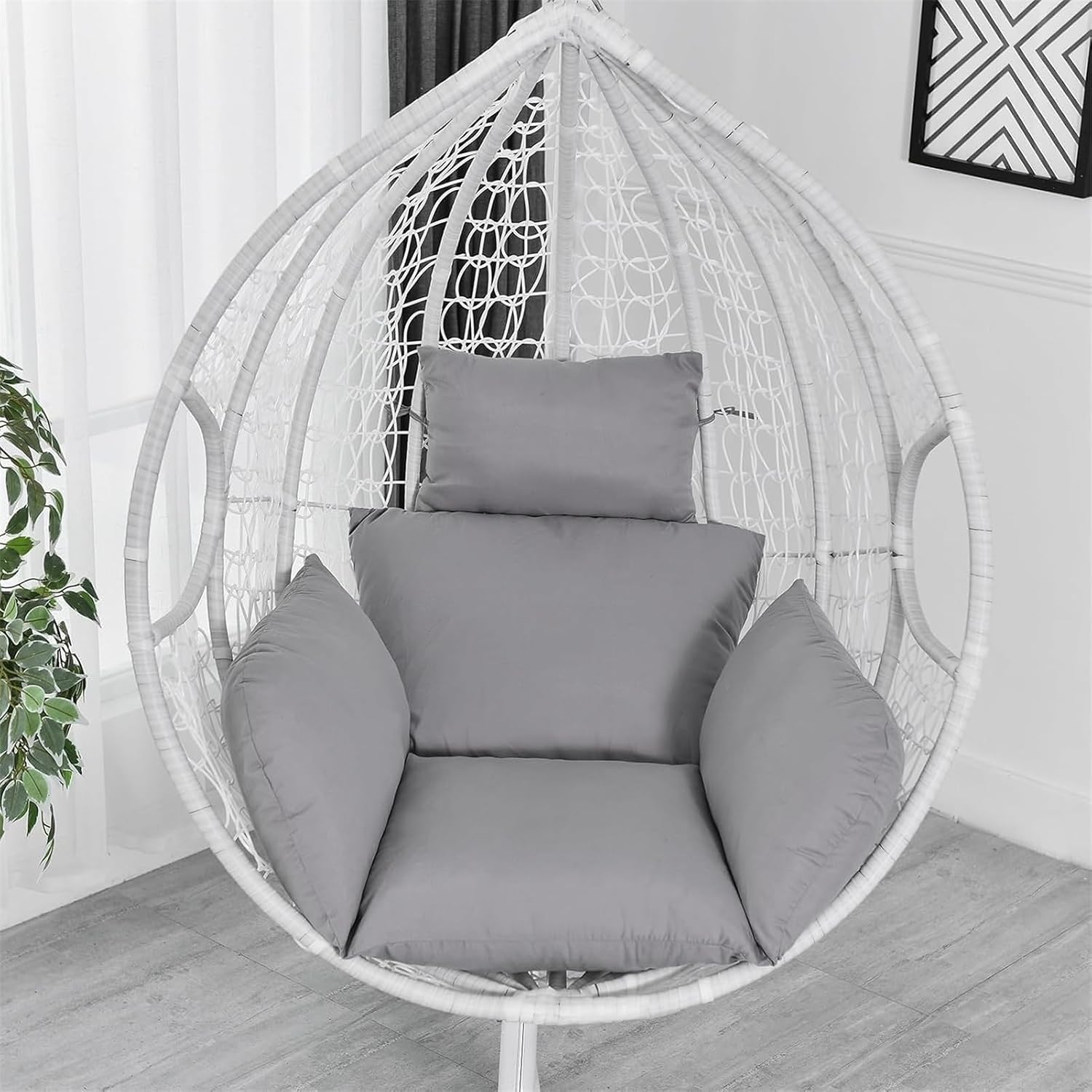 Hanging Chair Rocking Rattan Swing Seat Cushion for Outdoor Garden Hanging Basket Hanging Egg Chair Cushion Pad Replacement Cushion(Red)