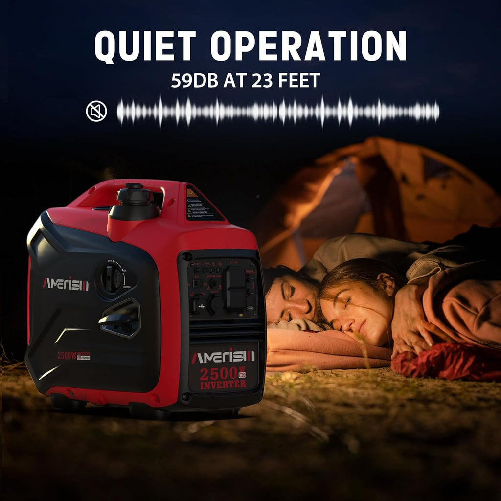 AMERISUN 2500 Watt Portable Inverter Generator with CO Sensor and Quiet Technology for Camping, Tailgating (AM5020C)