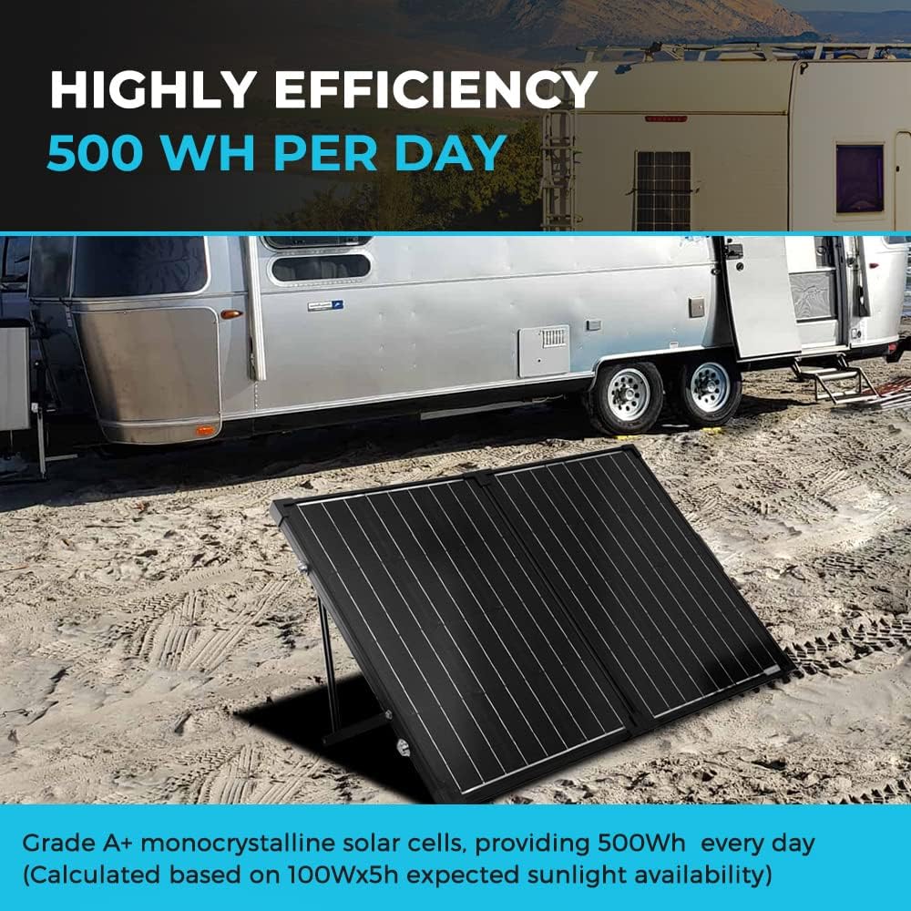 Renogy 100W Portable Solar Panel, 25% High Efficiency Solar Panel Kit with 20A Charger Controller for 12V Battery&Power Station, N-Type Foldable Solar Panels w/Tempered Glass for RV, Camping Off-Grid