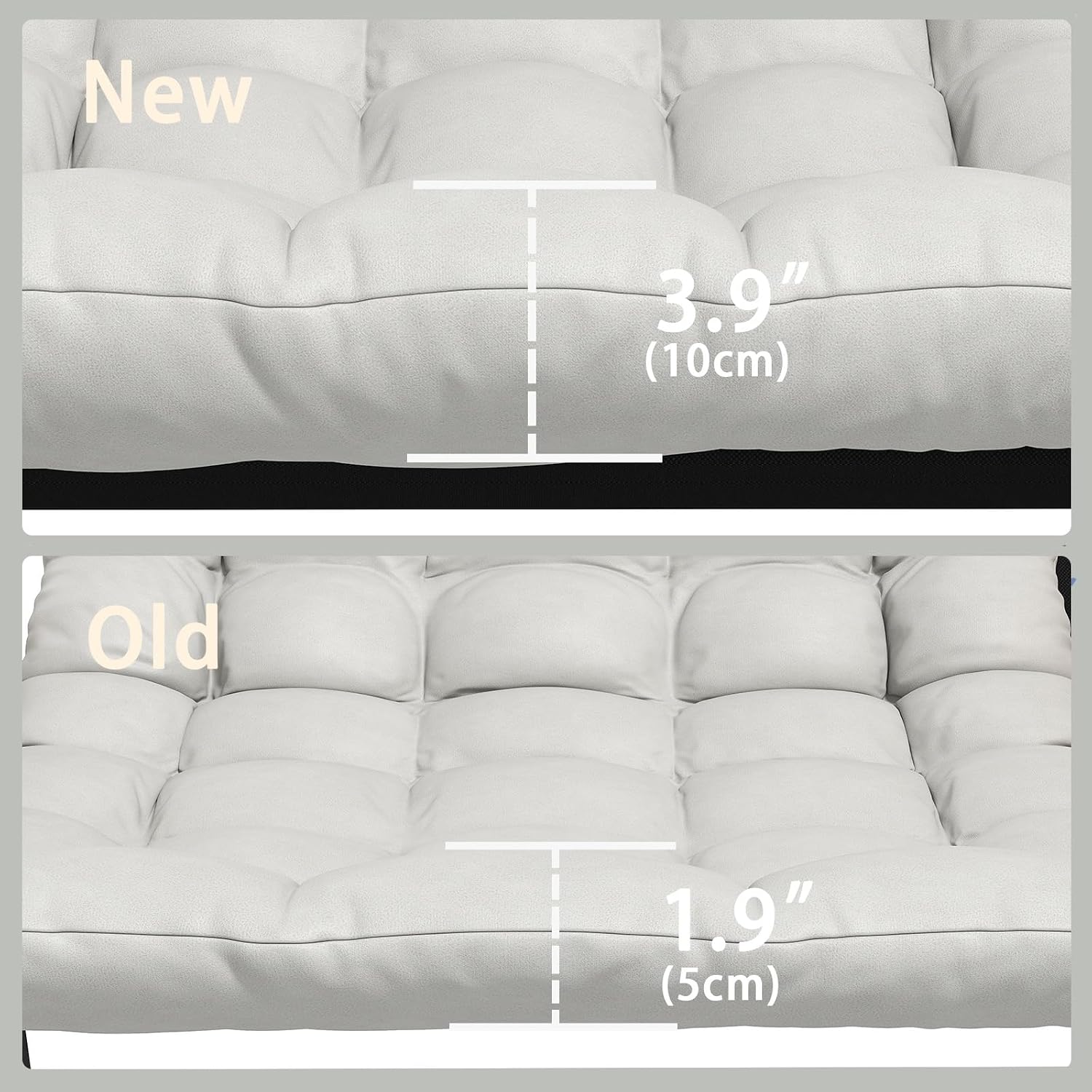 Oversized Indoor Rocking Chair, Plush Papasan Chair with Comfy Padded Cushions & Side Pocket, for Patio Garden, Porch, Lounge, Outdoor, Beige