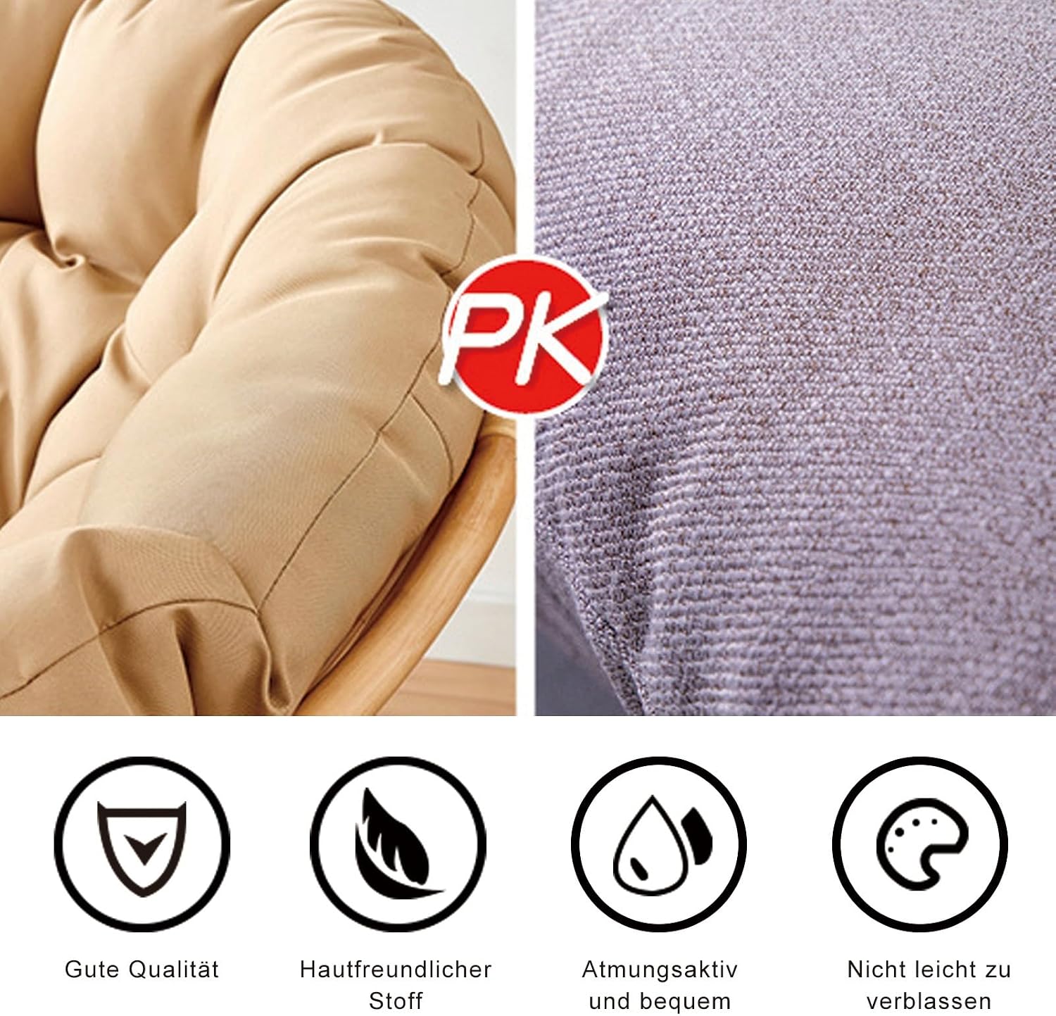 Indoor Outdoor Waterproof Papasan Chair Cushion Egg Chair Cushion Hanging Chair Cushion Patio Chair Mat for Rocking Chair Seats(Black,170 * 170cm)